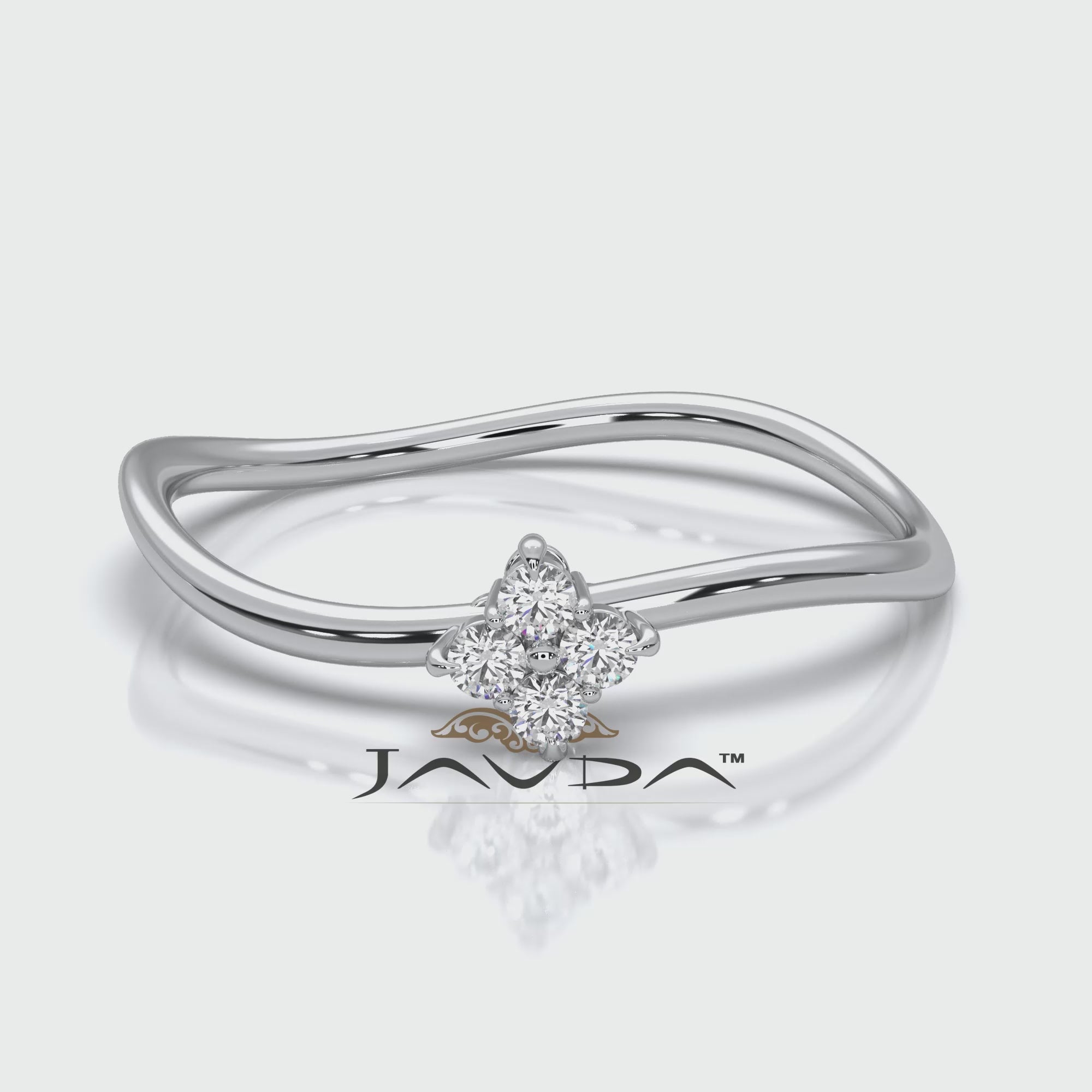 Floral Design Minimalist Prong Set Round Lab Diamond Fashion Ring 0.07ctw.